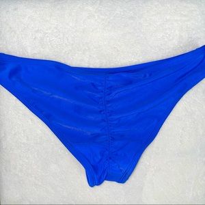 Blue Ruched Bikini Bottom